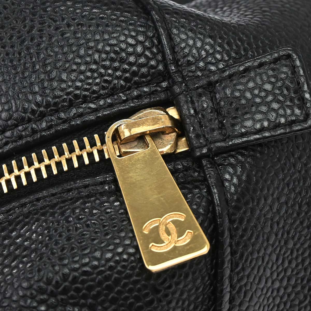 Chanel 2002-2003 Black Caviar Skin Petite Timeless Tote PTT Chain Handbag