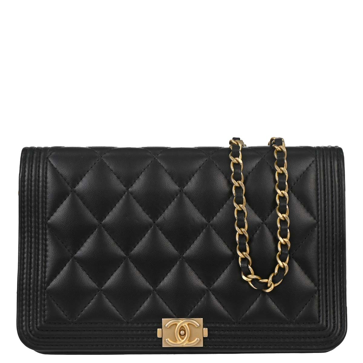Boy Chanel Black Lambskin Chain WOC Shoulder Bag