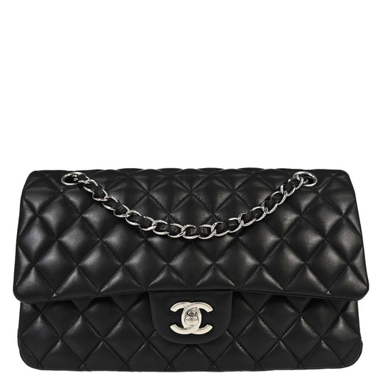 Chanel Black Lambskin Medium Classic Double Flap Shoulder Bag