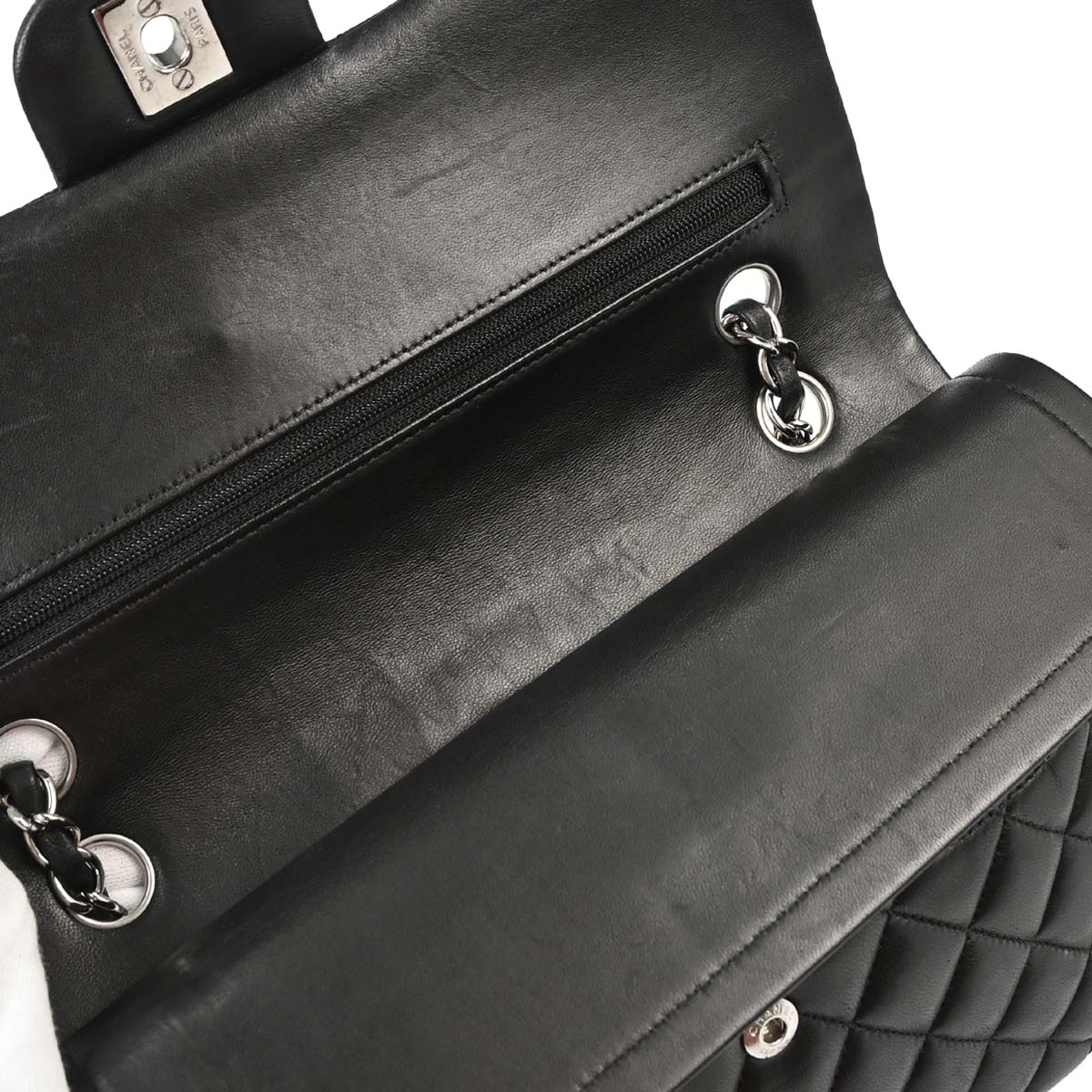 Chanel Black Lambskin Medium Classic Double Flap Shoulder Bag