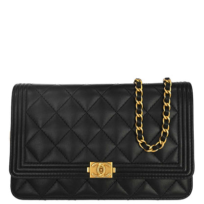 Boy Chanel 2016-2017 Black Lambskin WOC Wallet on Chain Bag