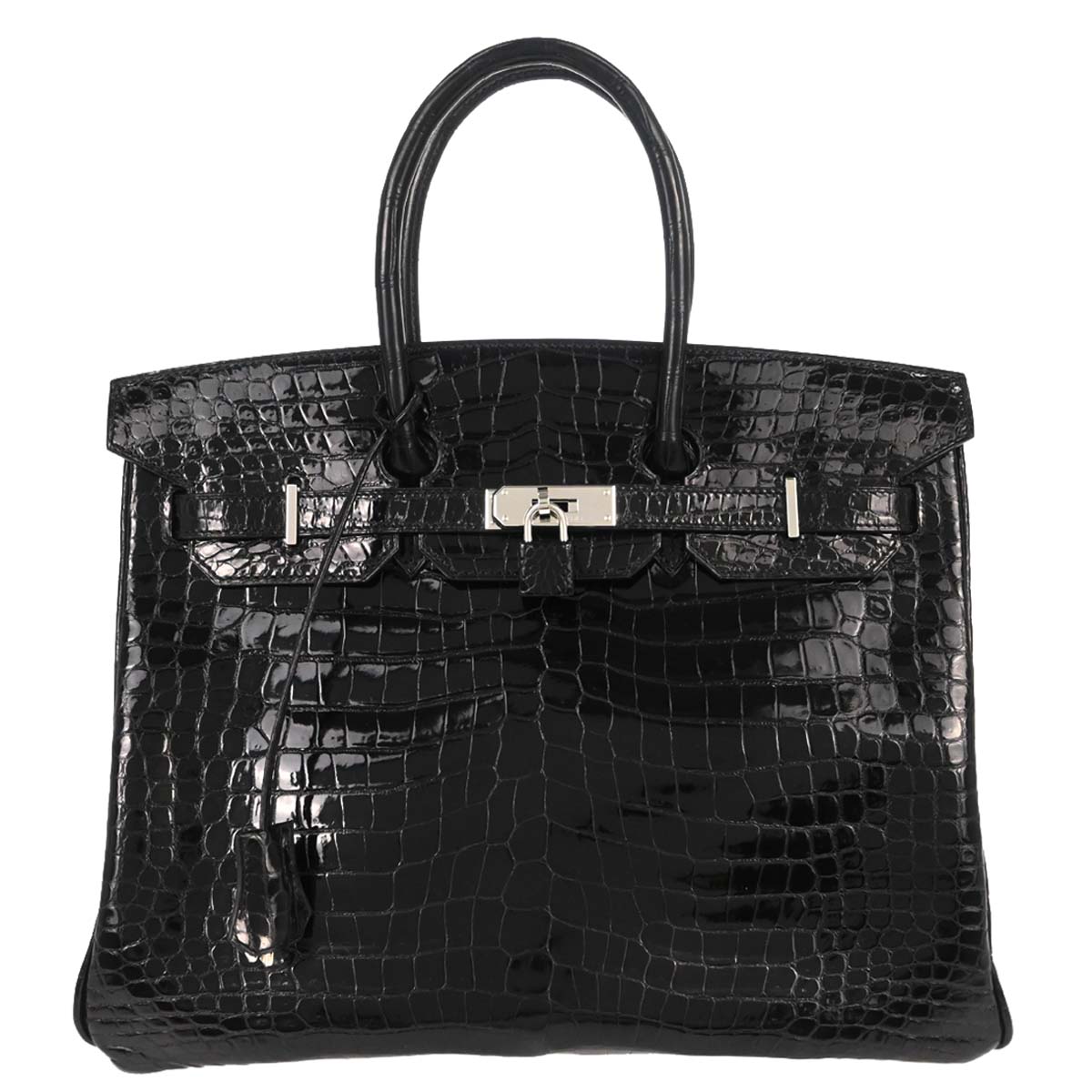 Hermes * Black Porosus Birkin 35 Handbag