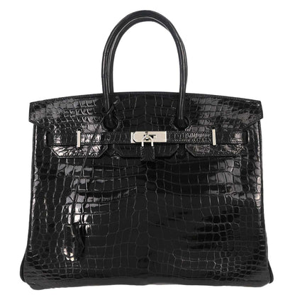 Hermes * Black Porosus Birkin 35 Handbag