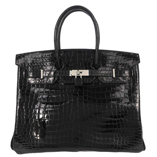 Hermes * Black Porosus Birkin 35 Handbag