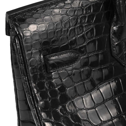 Hermes * Black Porosus Birkin 35 Handbag