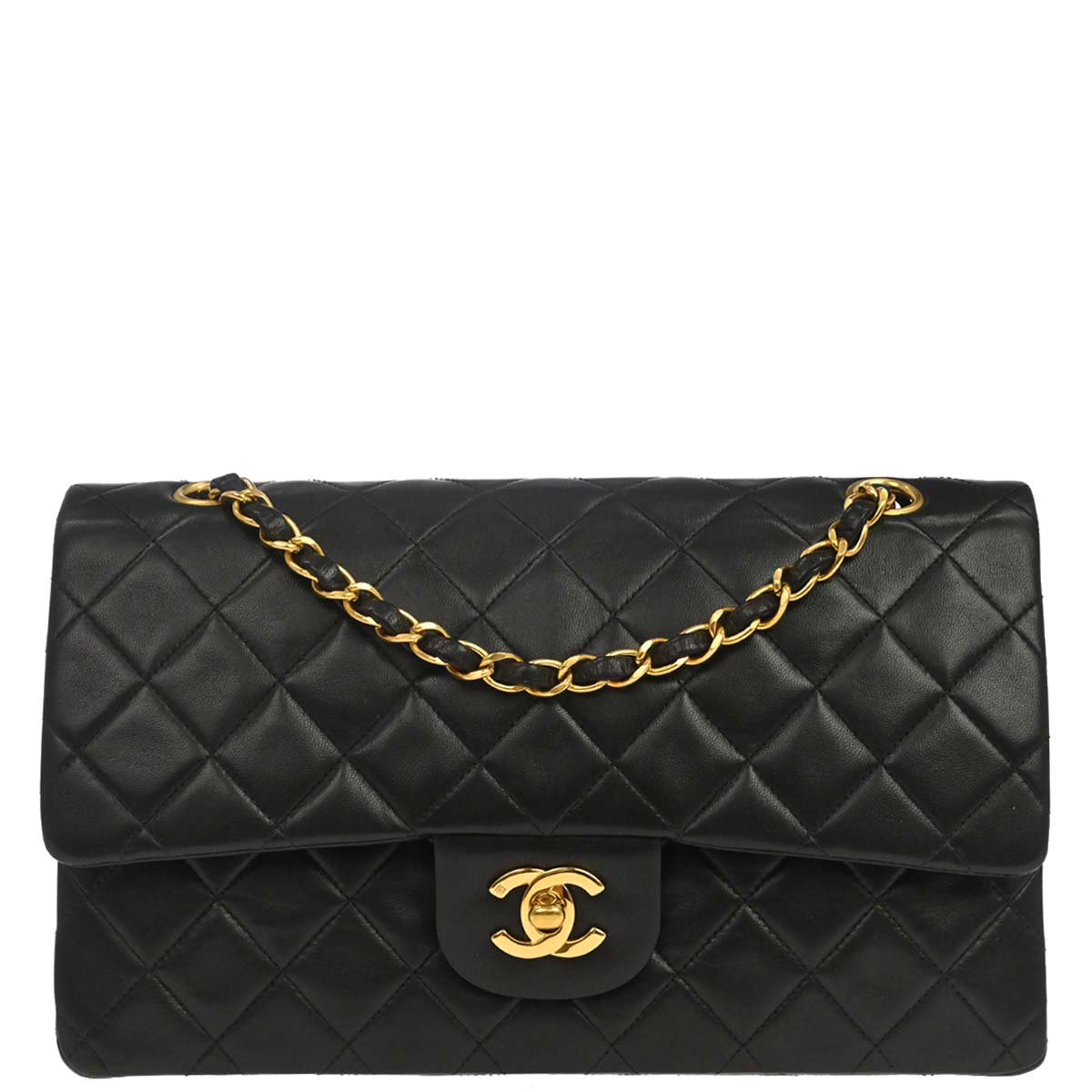 Chanel Black Lambskin Medium Classic Double Flap Shoulder Bag