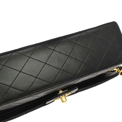 Chanel Black Lambskin Medium Classic Double Flap Shoulder Bag