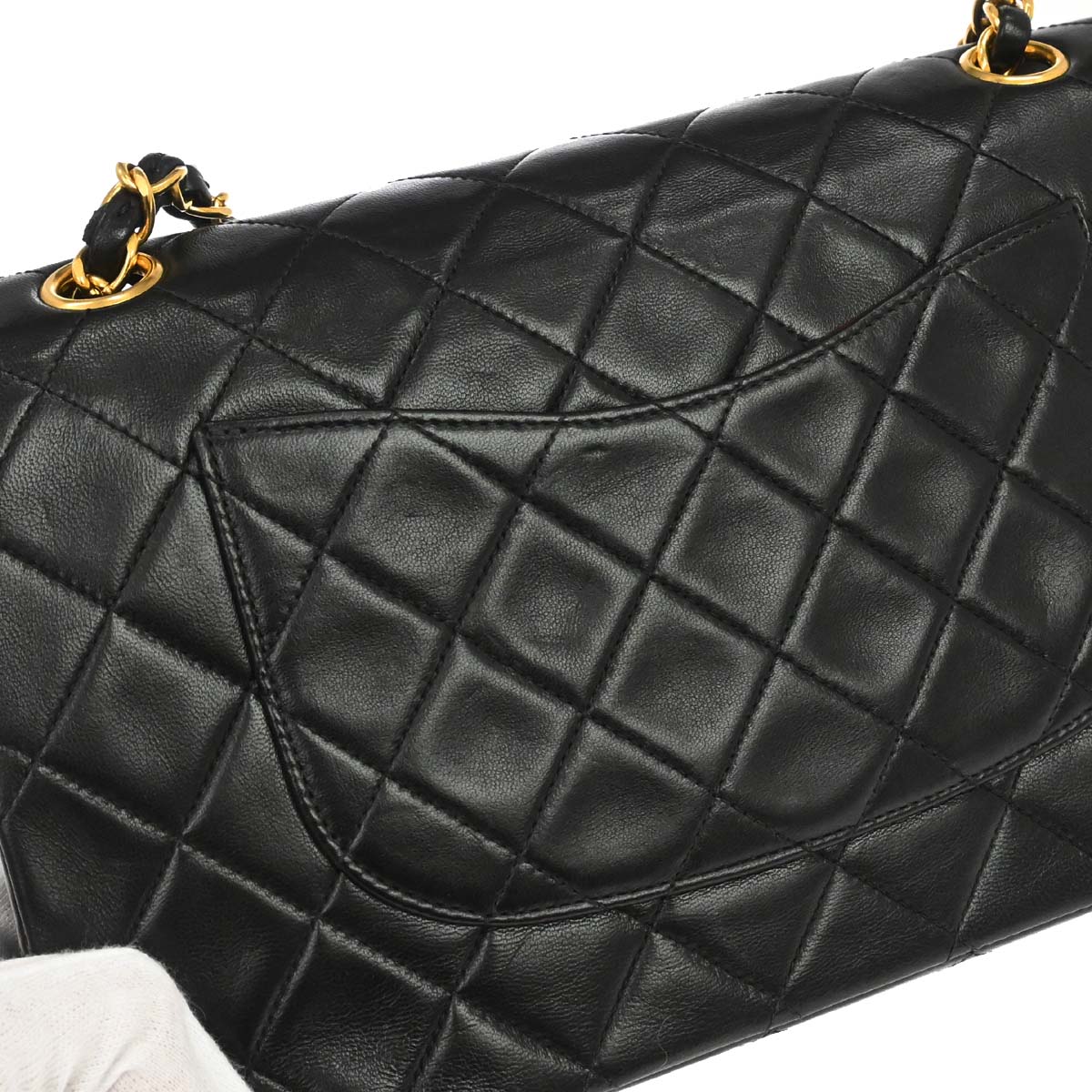 Chanel Black Lambskin Medium Classic Double Flap Shoulder Bag