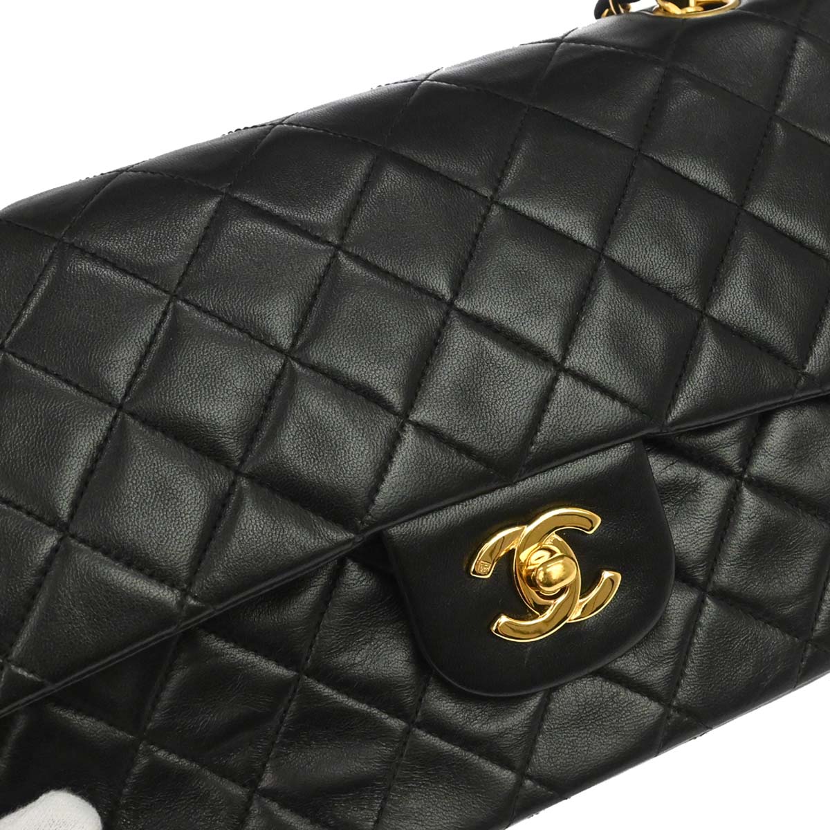 Chanel Black Lambskin Medium Classic Double Flap Shoulder Bag