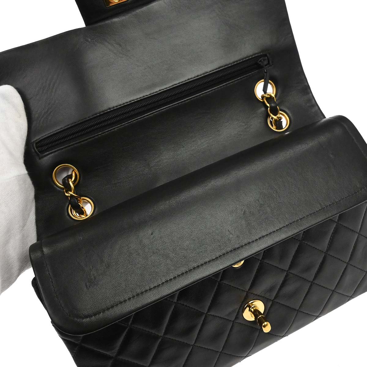 Chanel Black Lambskin Medium Classic Double Flap Shoulder Bag