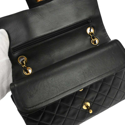 Chanel Black Lambskin Medium Classic Double Flap Shoulder Bag