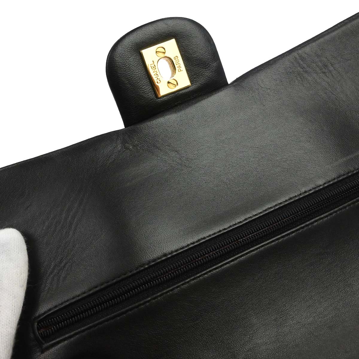 Chanel Black Lambskin Medium Classic Double Flap Shoulder Bag