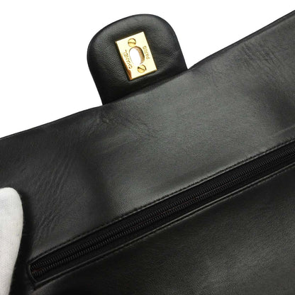 Chanel Black Lambskin Medium Classic Double Flap Shoulder Bag