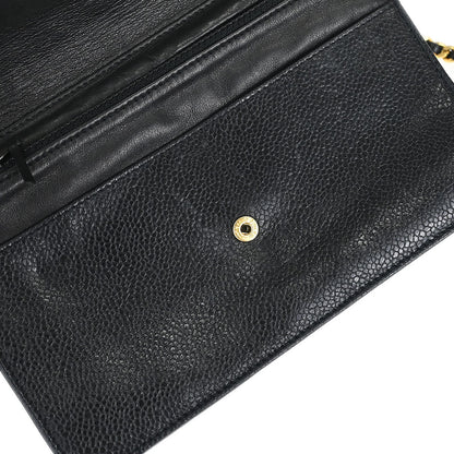 Chanel 1996-1997 Black Caviar Skin Timeless WOC Wallet on Chain Shoulder Bag