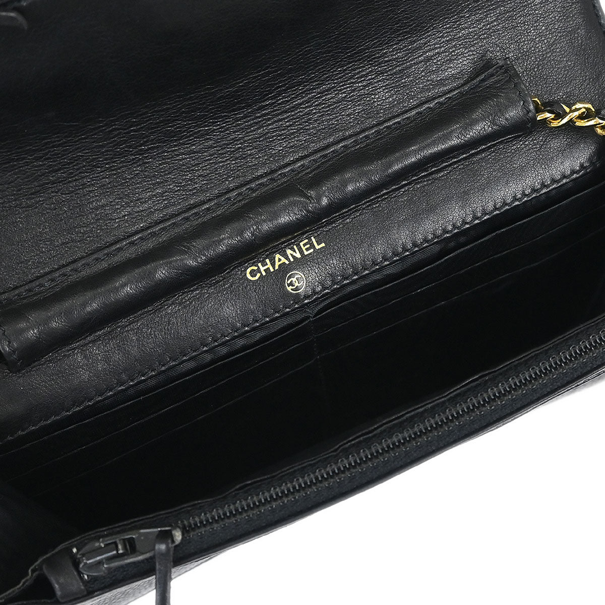 Chanel 1996-1997 Black Caviar Skin Timeless WOC Wallet on Chain Shoulder Bag