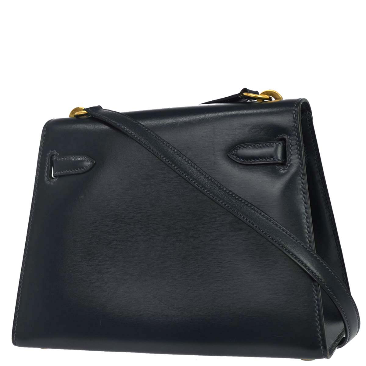 Hermes Navy Box Calf Mini Kelly 20 Sellier Shoulder Bag