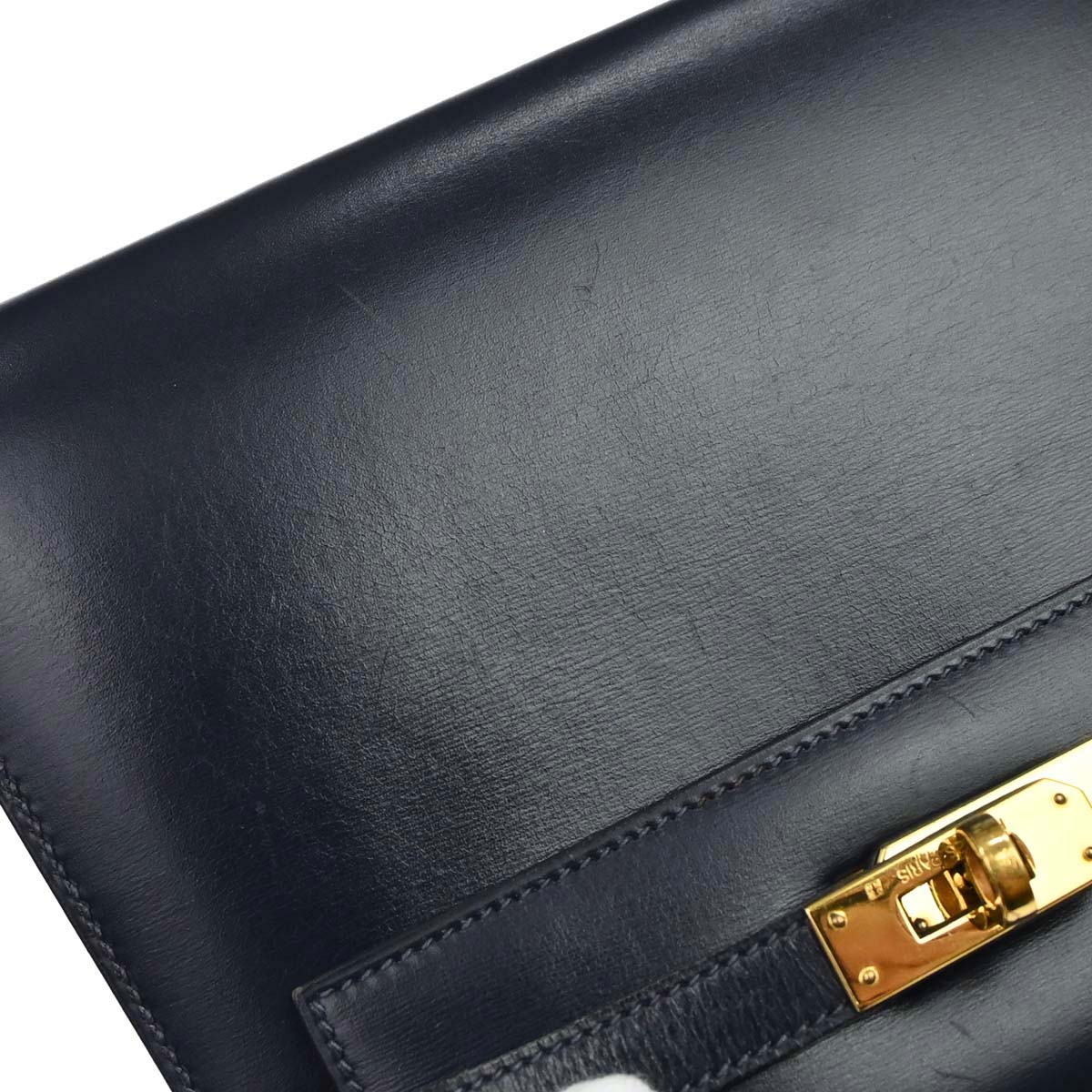 Hermes Navy Box Calf Mini Kelly 20 Sellier Shoulder Bag