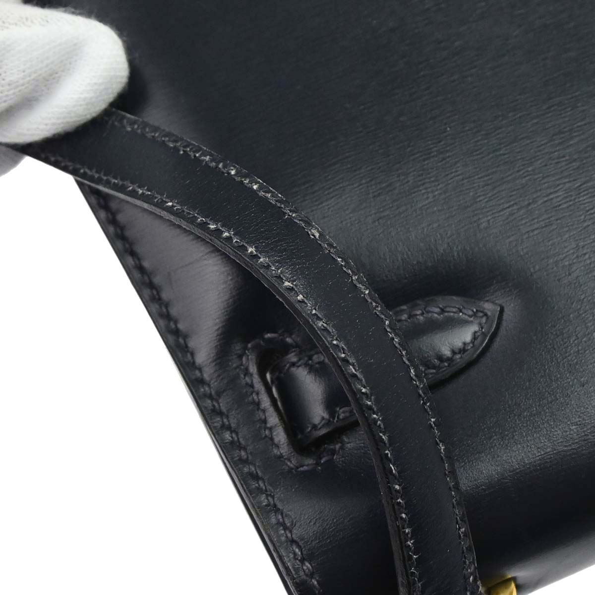 Hermes Navy Box Calf Mini Kelly 20 Sellier Shoulder Bag