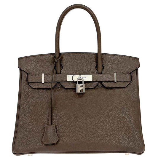 Hermes Taupe Gray Sauge Togo Birkin 30 Verso Handbag
