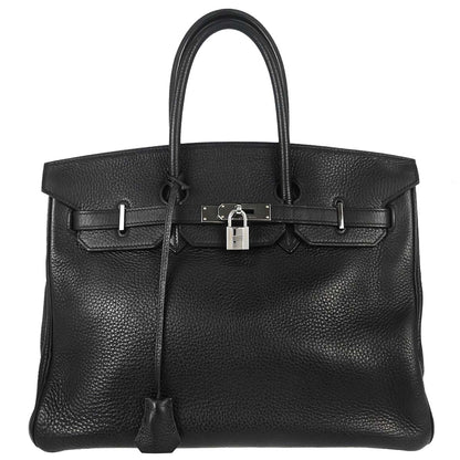 Hermes Black Taurillon Clemence Birkin 35 Handbag