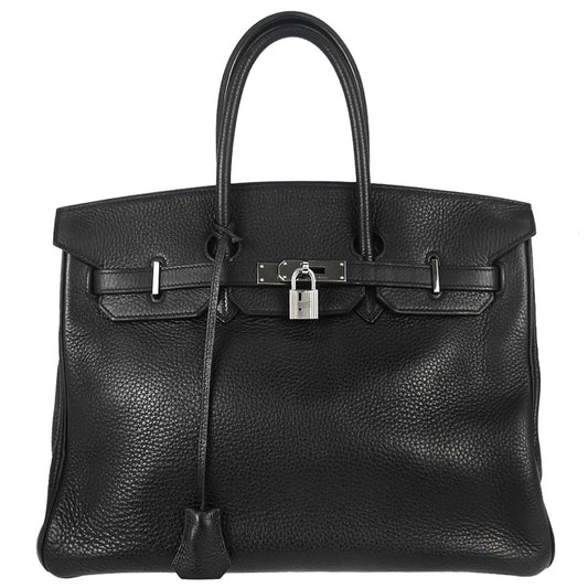 Hermes Black Taurillon Clemence Birkin 35 Handbag