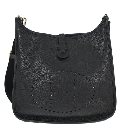 Hermes Black Taurillon Clemence Evelyne 3 29 PM Shoulder Bag