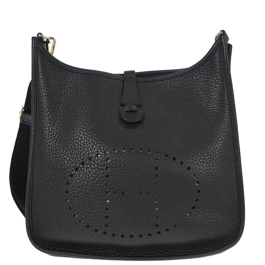 Hermes Black Taurillon Clemence Evelyne 3 29 PM Shoulder Bag
