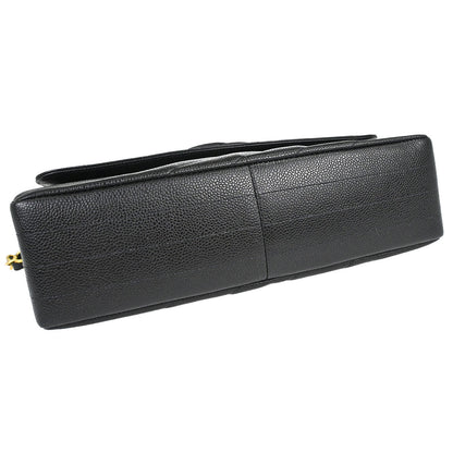 Chanel 1994-1996 Black Caviar skin Straight Flap Jumbo Shoulder Bag