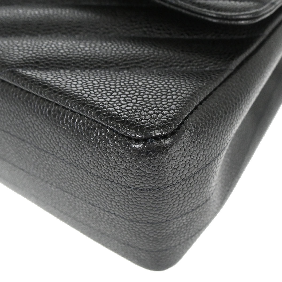 Chanel 1994-1996 Black Caviar skin Straight Flap Jumbo Shoulder Bag