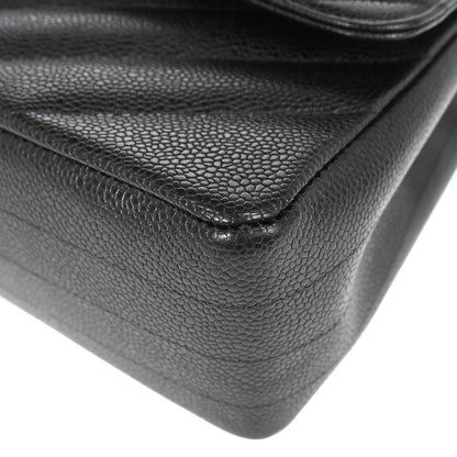 Chanel 1994-1996 Black Caviar skin Straight Flap Jumbo Shoulder Bag