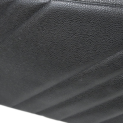 Chanel 1994-1996 Black Caviar skin Straight Flap Jumbo Shoulder Bag