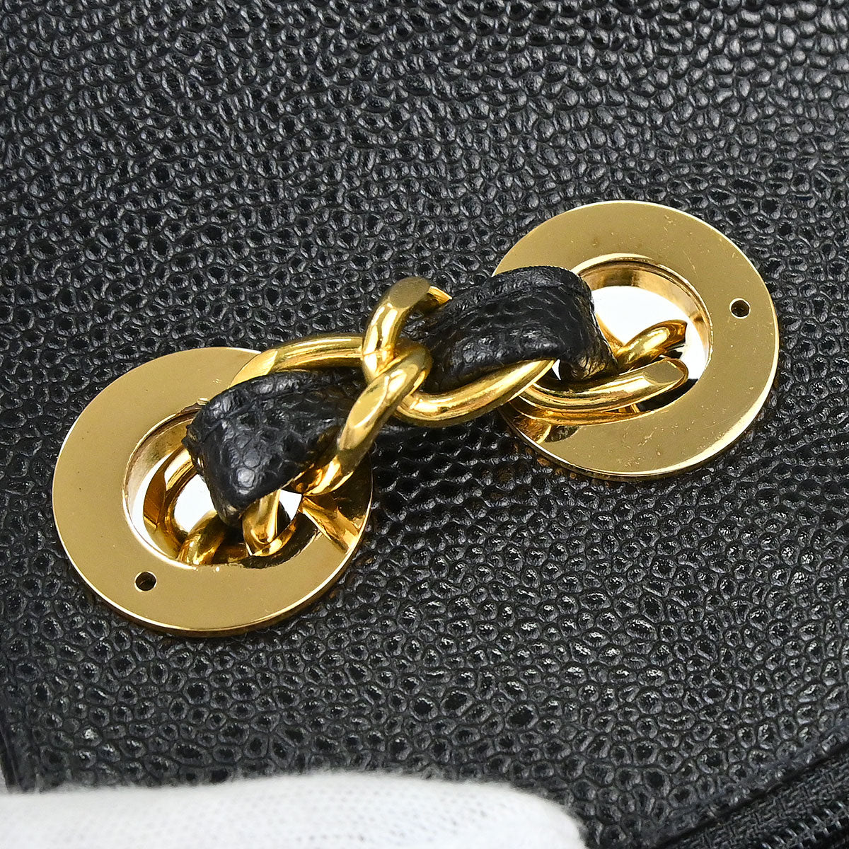 Chanel 1994-1996 Black Caviar skin Straight Flap Jumbo Shoulder Bag