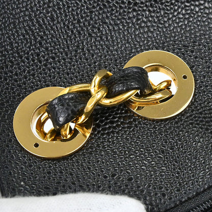 Chanel 1994-1996 Black Caviar skin Straight Flap Jumbo Shoulder Bag