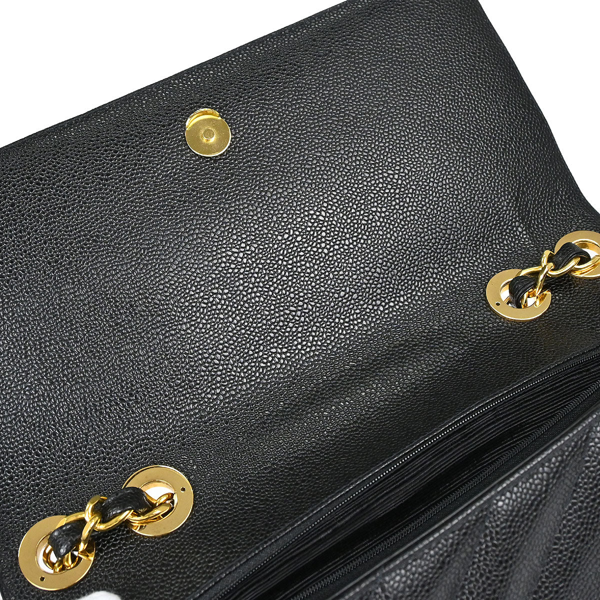 Chanel 1994-1996 Black Caviar skin Straight Flap Jumbo Shoulder Bag