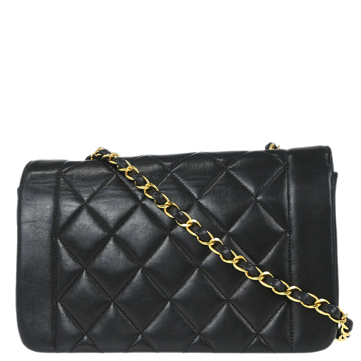 Chanel 1996-1997 Black Lambskin Small Diana Shoulder Bag