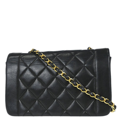 Chanel 1996-1997 Black Lambskin Small Diana Shoulder Bag