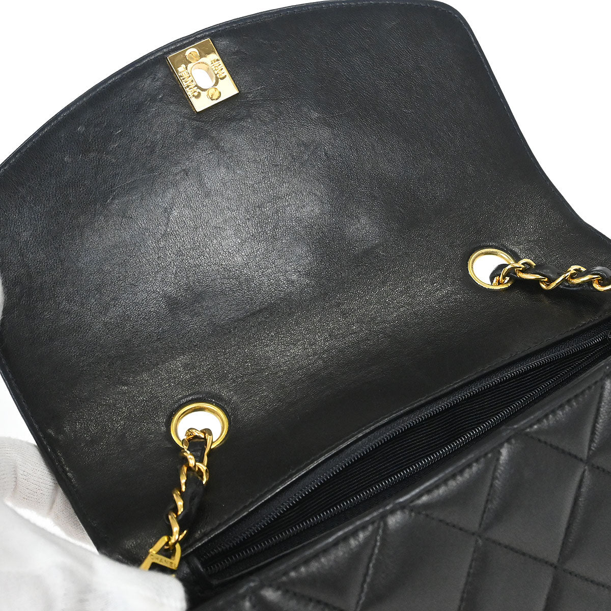 Chanel 1996-1997 Black Lambskin Small Diana Shoulder Bag