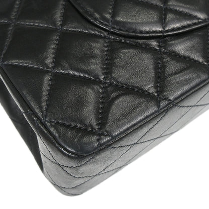 Chanel 2000-2002 Black Lambskin Medium Classic Double Flap Shoulder Bag