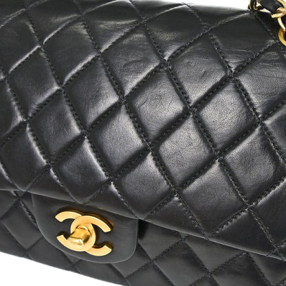 Chanel 2000-2002 Black Lambskin Medium Classic Double Flap Shoulder Bag
