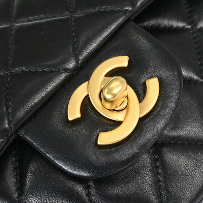 Chanel 2000-2002 Black Lambskin Medium Classic Double Flap Shoulder Bag
