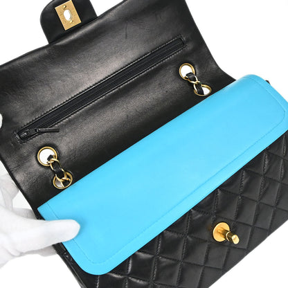 Chanel 2000-2002 Black Lambskin Medium Classic Double Flap Shoulder Bag