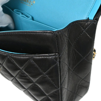 Chanel 2000-2002 Black Lambskin Medium Classic Double Flap Shoulder Bag