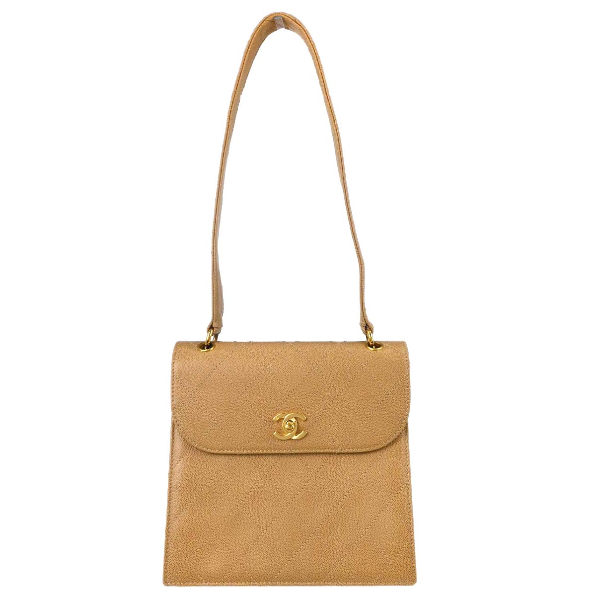 Chanel 1997-1999 Beige Caviar Skin Handbag