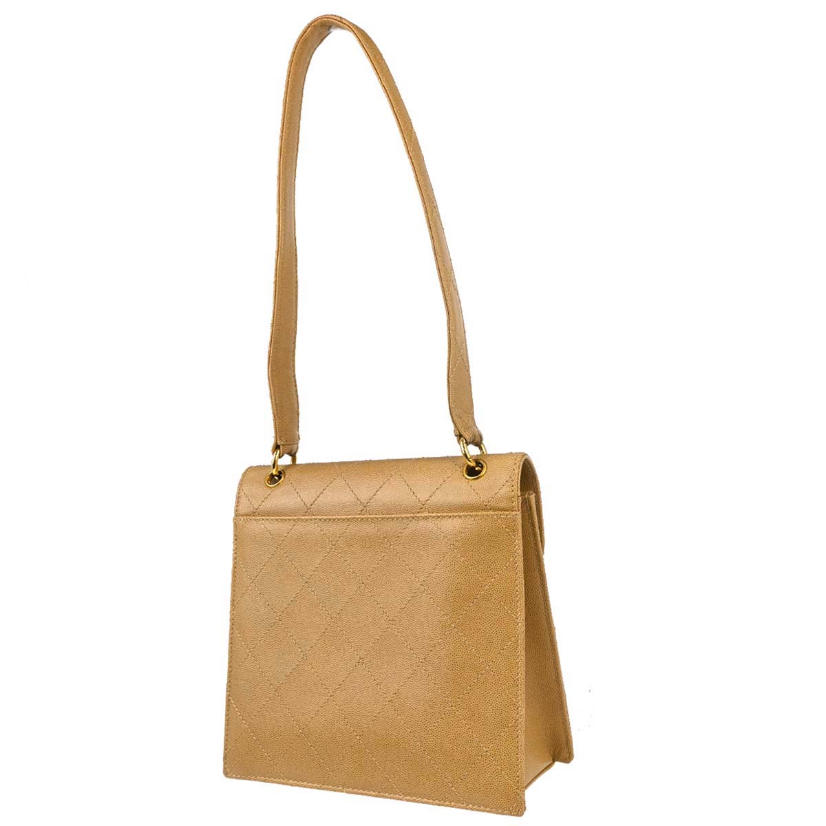 Chanel 1997-1999 Beige Caviar Skin Handbag