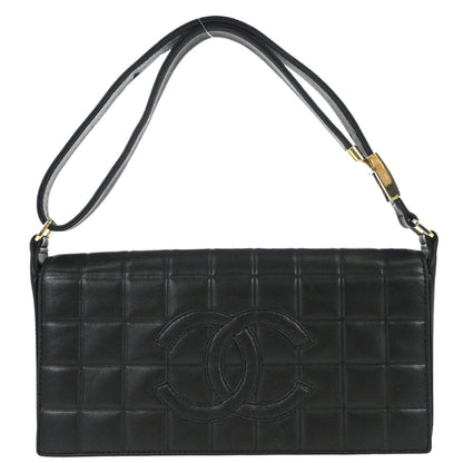 Chanel 2000-2002 Black Lambskin Choco Bar Shoulder Bag