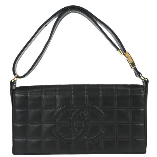 Chanel 2000-2002 Black Lambskin Choco Bar Shoulder Bag