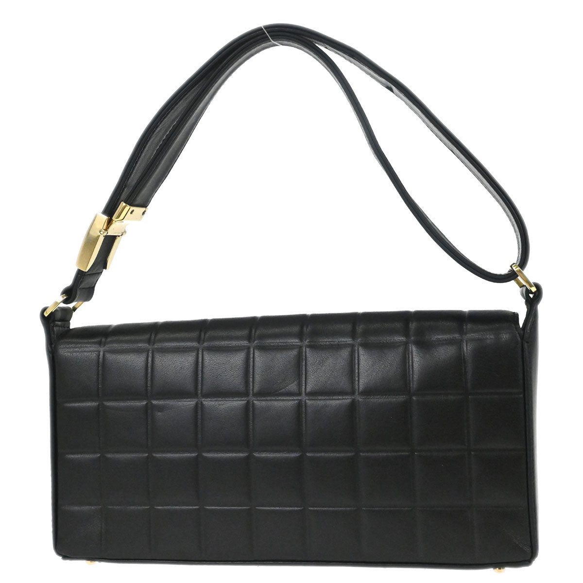 Chanel 2000-2002 Black Lambskin Choco Bar Shoulder Bag