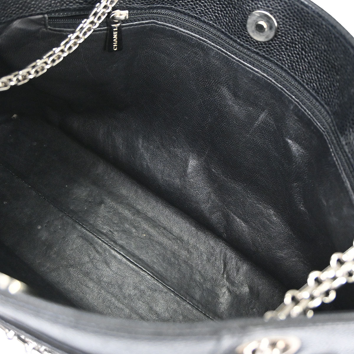 Chanel 2000-2002 Black Caviar Skin Shoulder Tote Bag