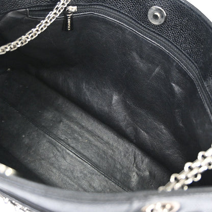 Chanel 2000-2002 Black Caviar Skin Shoulder Tote Bag