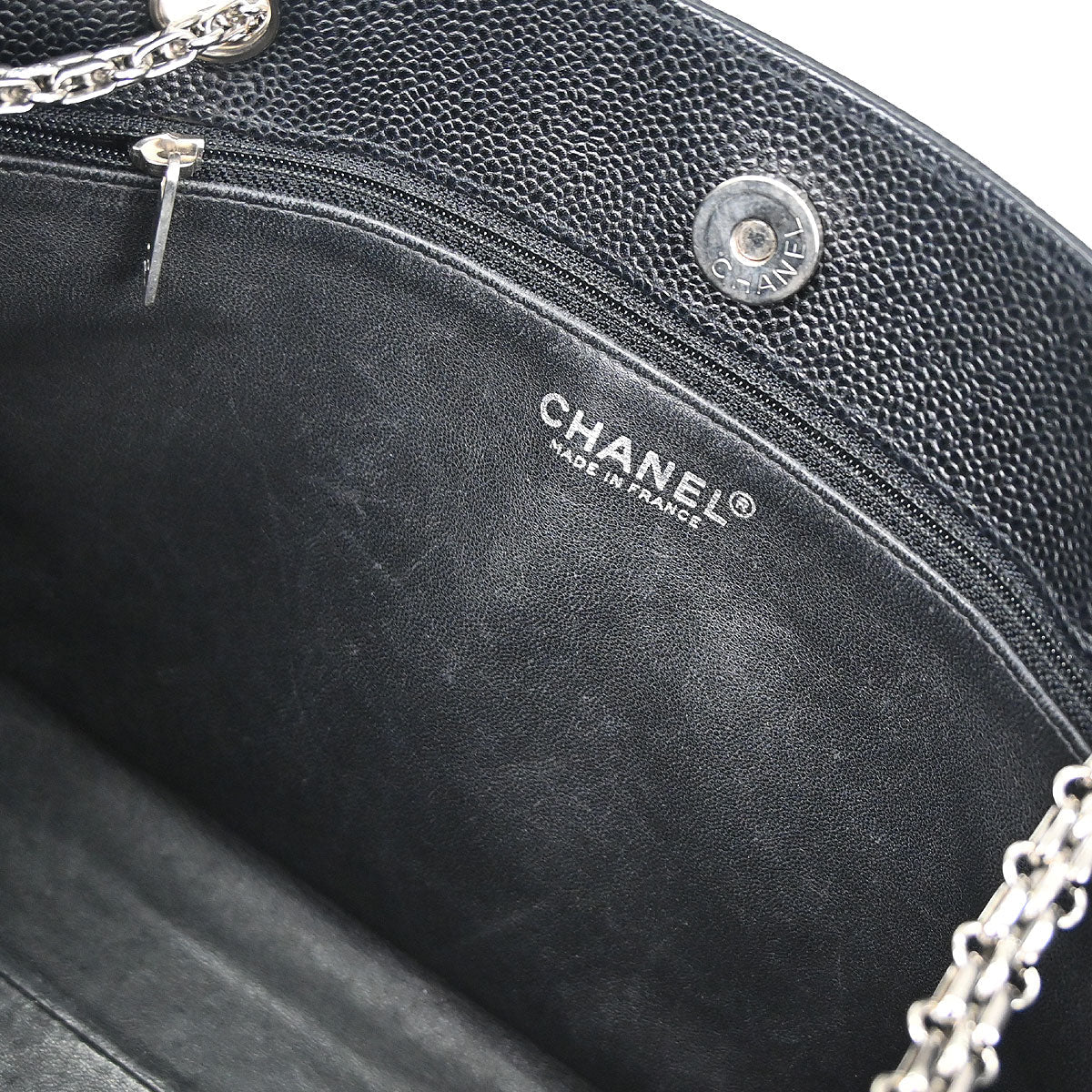 Chanel 2000-2002 Black Caviar Skin Shoulder Tote Bag